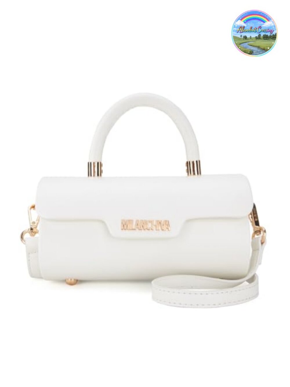 Vegan Leather Barrel Crossbody Bag Mini Top Handle Convertible